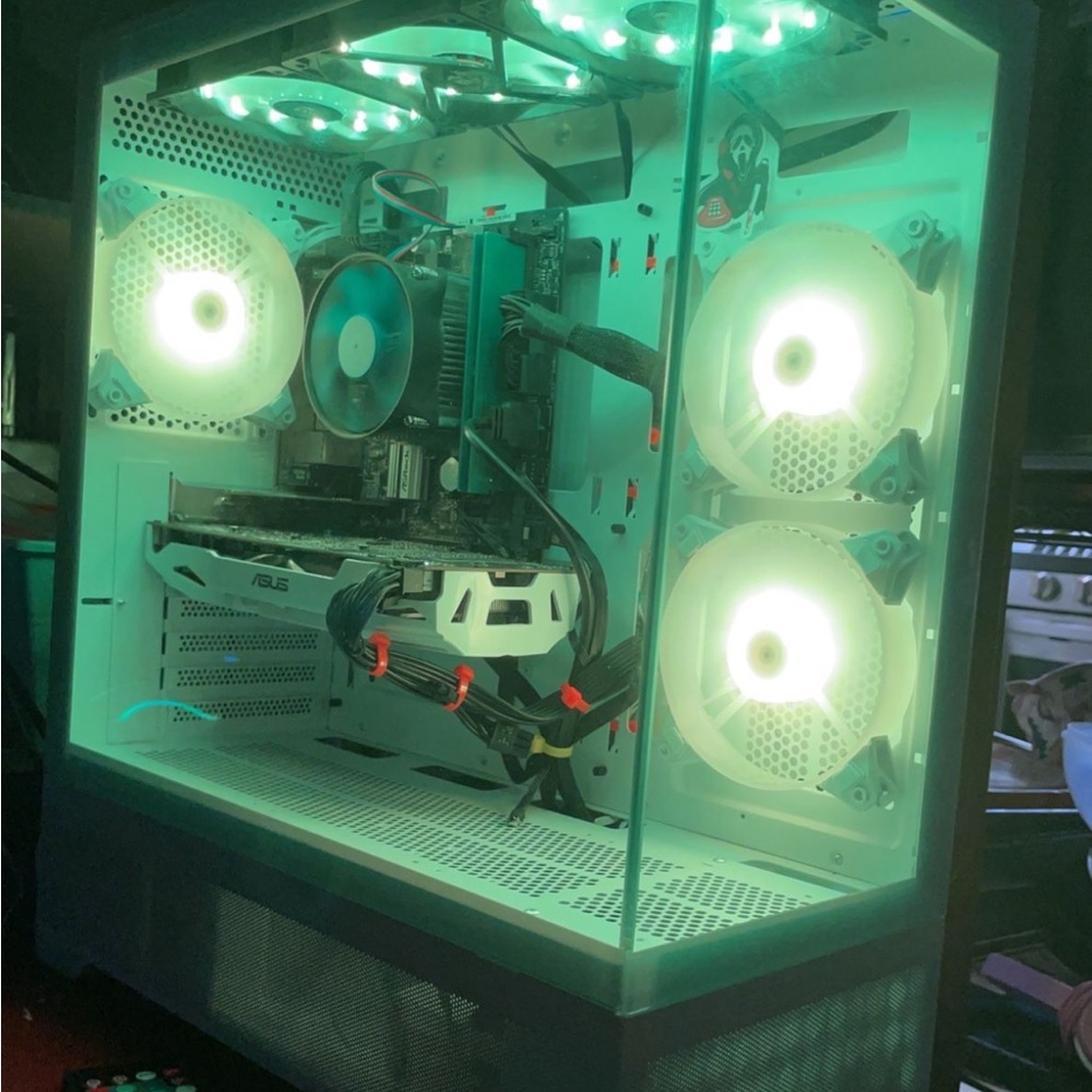ASUS White and Black Gaming PC with LED Fans